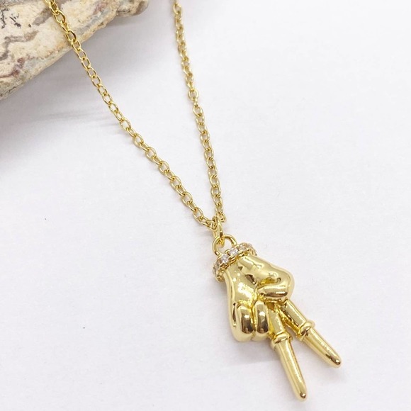 Free People Jewelry - NEW Hand Peace Sign Layering Necklace